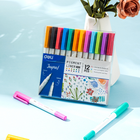 LINER PIGMENT 2 CAPETE 0.5/1 MM SET 12 CULORI INSPIRA DELI [4]