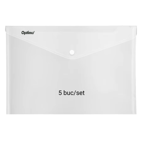 Organizare si arhivare - Mapa PP protectie documente A3 landscape, inchidere cu capsa, 5/set, Optima - transparent