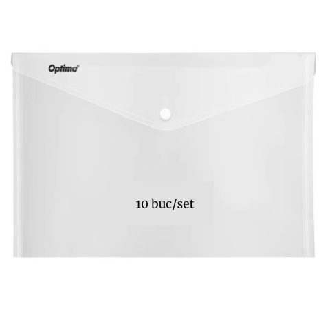Organizare si arhivare - Mapa PP protectie documente A4 landscape, inchidere cu capsa, 10/set, Optima 