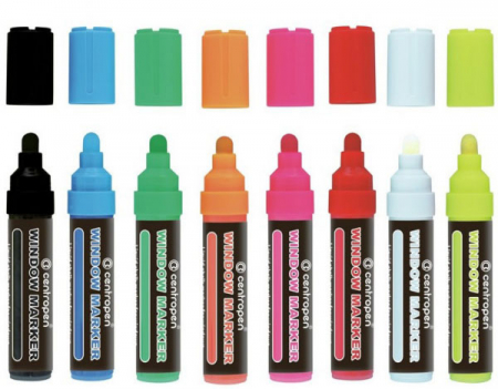 MARKER CRETA LICHIDA ALBASTRU 2-15MM VARF ROTUND 9121 CENTROPEN [1]