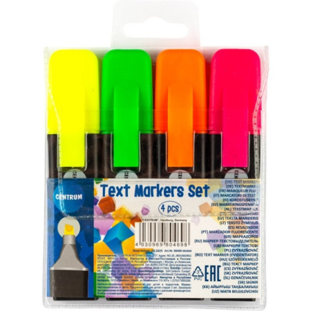 Produse si rechizite scolare - Marker evidentiator text, 4 buc. / set - Centrum 80469