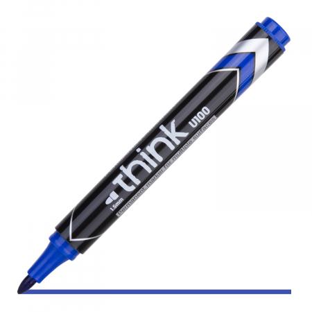 MARKER PERMANENT ALBASTRU VARF ROTUND 1.5MM DELI [2]