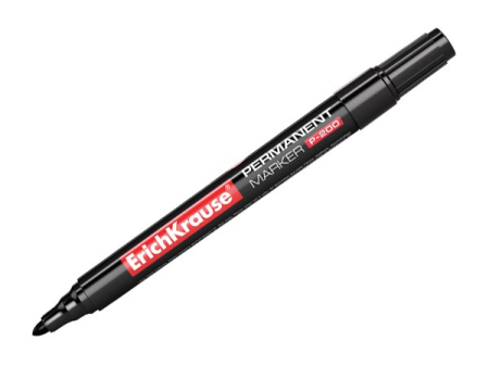 Markere permanente - Marker permanent varf rotund P-200, negru - ErichKrause 4777