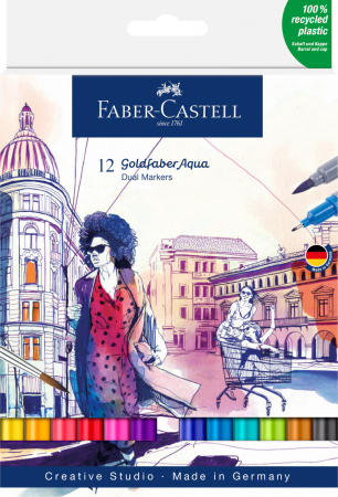 Produse si rechizite scolare - MARKER SOLUBIL 2 CAPETE SET 12 BUC GOLDFABER FABER-CASTELL