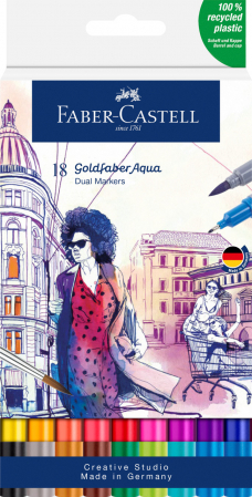 Produse si rechizite scolare - MARKER SOLUBIL 2 CAPETE SET 18 BUC GOLDFABER FABER-CASTELL