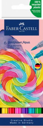 Produse si rechizite scolare - MARKER SOLUBIL 2 CAPETE SET 6 BUC CANDY SHOP GOLDFABER FABER-CASTELL