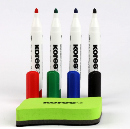 MARKER WHITEBOARD 4/SET 3MM + BURETE MAGNETIC KORES [3]