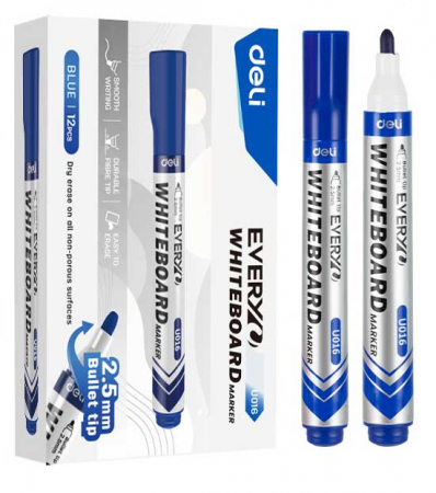 MARKER WHITEBOARD ALBASTRU 2.5MM DELI [1]