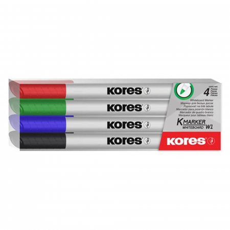 Comunicare si prezentare - MARKER WHITEBOARD SET 4 SLIM KORES