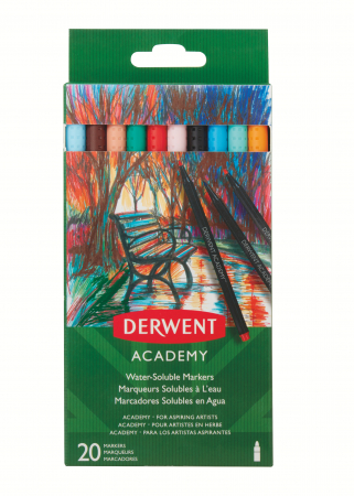 Produse si rechizite scolare - MARKERE PE BAZA DE APA 20 BUC/SET DERWENT ACADEMY