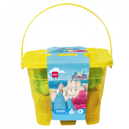 Carti si jocuri pentru copii - NISIP KINETIC GALETUSA 500G + 6 FORME MODELAJ GALBEN DELI