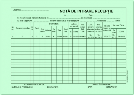 Nota de intrare-receptie A4 cu T.V.A. autocopiativ , 2 ex.(2 x 50 seturi) - personalizata [1]