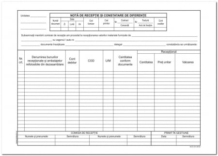 Hartie si articole din hartie - Nota de intrare-receptie A4 fara T.V.A. fata/verso - personalizat
