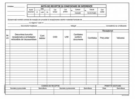Hartie si articole din hartie - Nota de intrare-receptie fara TVA, autocopiativa, A4, 2 ex.(2 x 50 seturi) - personalizat