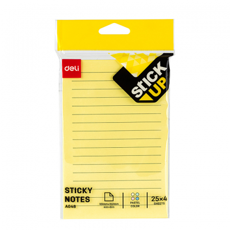 Hartie si articole din hartie - NOTES ADEZIV 101*152 MM 4*25 FILE R-V-G-A LINIAT DELI
