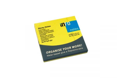 Hartie si articole din hartie - NOTES ADEZIV 75*75MM GALBEN NEON 80 FILE INFO NOTES