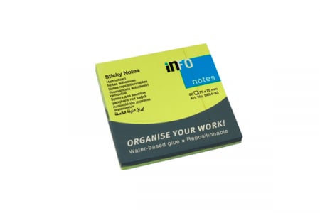 Hartie si articole din hartie - NOTES ADEZIV 75*75MM VERDE NEON 80 FILE INFO NOTES