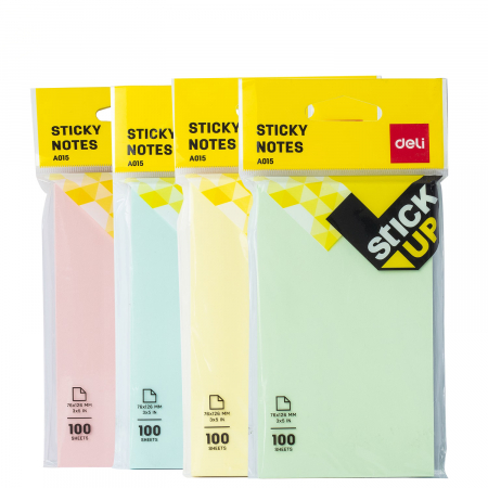 Hartie si articole din hartie - NOTES ADEZIV 76*126MM DIV. CULORI PASTEL POLYBAG DELI