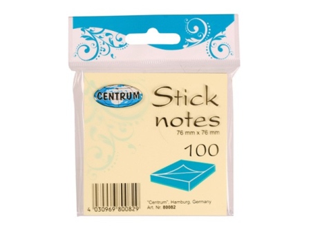 Hartie si articole din hartie - Notes adeziv 76 x 76 mm, 100 file galben pal - Centrum 80082