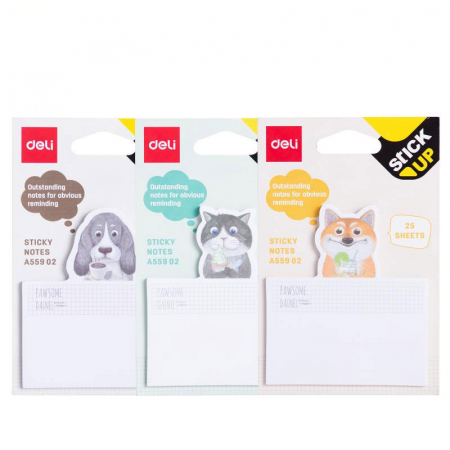Hartie si articole din hartie - NOTES ADEZIV PISICI/CATEI 75*84MM 25 FILE DELI