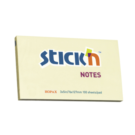 Hartie si articole din hartie - Notes autoadeziv 76 x 127 mm, 100 file, Stick"n - galben pastel