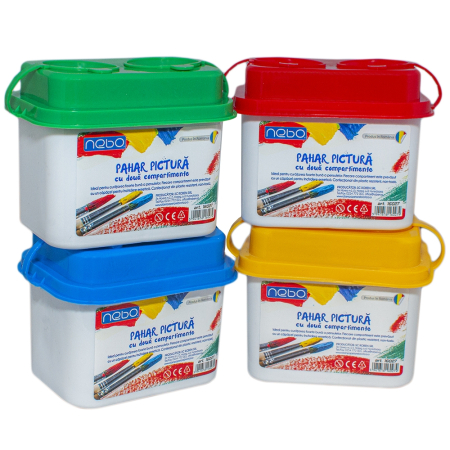 Acuarele, guase, tempera si pensule - Pahar Pictura Cu 2 Compartimente - NEBO