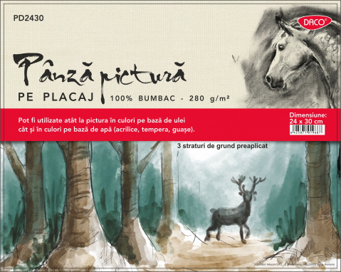 Accesorii pictura - PANZA PICTURA PE CARTON 24X30CM DACO PD2430