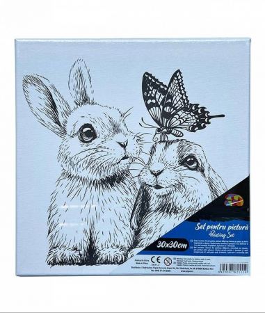Produse si rechizite scolare - PANZA PREDESENATA PE SASIU 30*30CM IEPURASI SF ART PIGNA