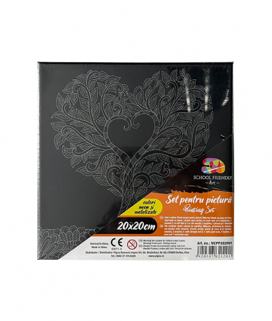 Produse si rechizite scolare - PANZA PREDESENATA PE SASIU NEAGRA 20*20CM MANDALE POM SF ART PIGNA