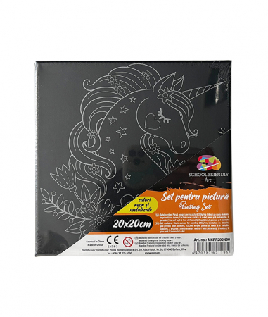 Produse si rechizite scolare - PANZA PREDESENATA PE SASIU NEAGRA 20*20CM UNICORN SF ART PIGNA