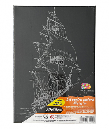 Produse si rechizite scolare - PANZA PREDESENATA PE SASIU NEAGRA 20*30CM CORABIE SF ART PIGNA