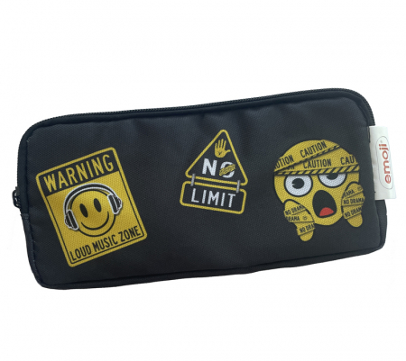 PENAR ETUI DREPTUNGHIULAR 3 FERMOARE NEGRU EMOJI PIGNA [0]