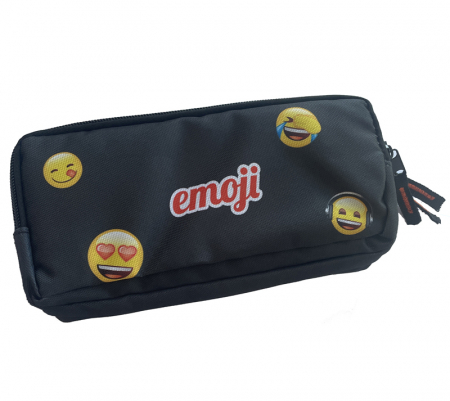 PENAR ETUI DREPTUNGHIULAR 3 FERMOARE NEGRU SCHOOL EMOJI PIGNA [1]