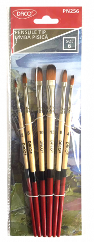 Produse si rechizite scolare - PENSULE SET 6 PAR SINTETIC LIMBA PISICA DACO PN256