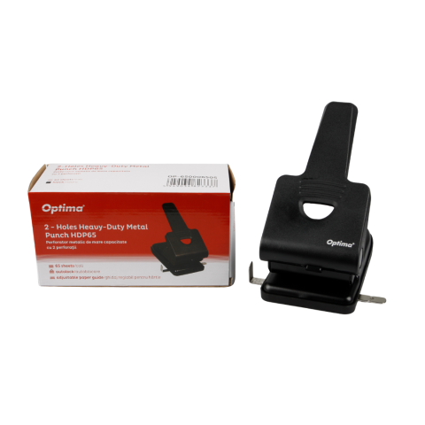 Accesorii de birou - Perforator metalic, 65 coli, Optima Premium MP65 - negru