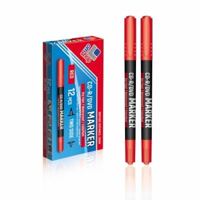 Markere permanente - Marker CD/DVD 2 Capete, Rosu, 0,5-0,1 Mm,