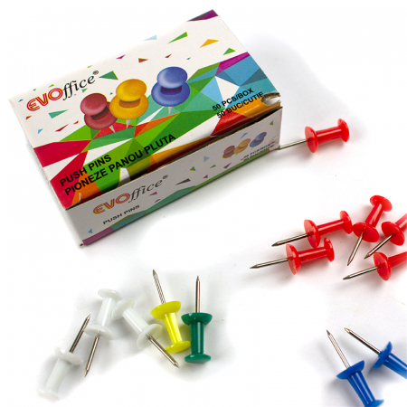 Pioneze - Pioneze color panou pluta 50 buc/cutie