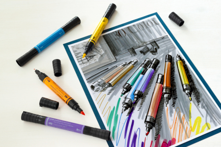 PITT ARTIST PEN DUAL MARKER SET 5 BUC FLOWERS FABER-CASTELL [4]