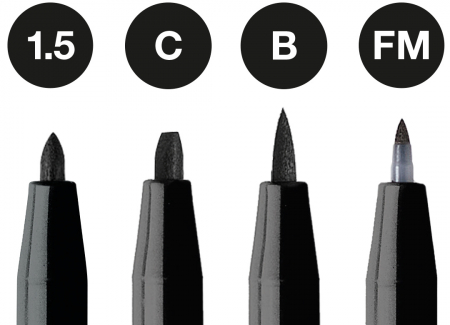 PITT ARTIST PEN SET 4 BUC NEGRU ( 1.5,C,B,FM) FABER-CASTELL [1]