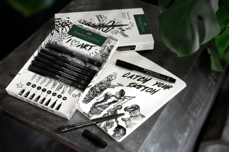 PITT ARTIST PEN SET SKETCHING 8 BUCATI + SKETCHBOOK FABER-CASTELL [4]