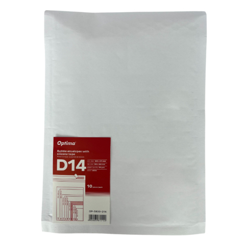 Hartie si articole din hartie - Plic antisoc D14, 200x275mm - ext., 180x265mm - int., lipire siliconica, 10 buc/set, Optima - alb