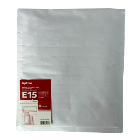 Hartie si articole din hartie - Plic antisoc E15, 240x275mm - ext., 220x265mm - int., lipire siliconica, 10 buc/set, Optima - alb