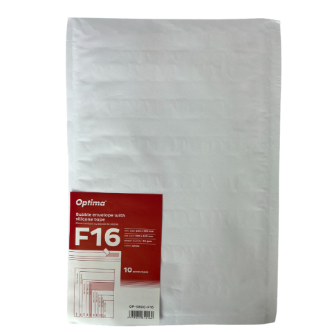 Hartie si articole din hartie - Plic antisoc F16, 240x350mm - ext., 220x340mm - int., lipire siliconica, 10 buc/set, Optima - alb