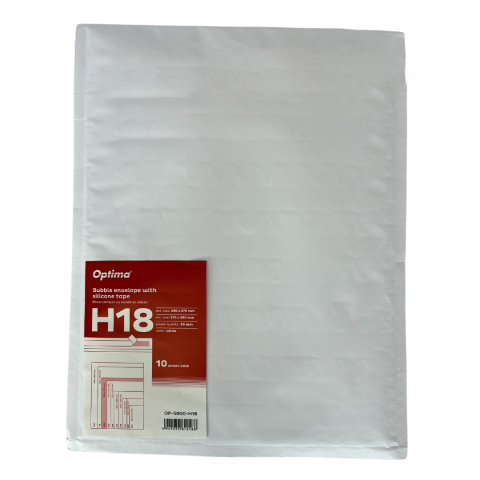 Hartie si articole din hartie - Plic antisoc H18, 290x370mm - ext., 270x360mm - int., lipire siliconica, 10 buc/set, Optima - alb