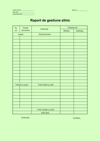 Raport gestiune zilnic A4, autocopiativ , 2 ex.(2 x 50 seturi) [1]