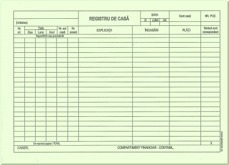 Registru casa orizontal A4, autocopiativ, 2 ex.(2 x 50 seturi) [1]