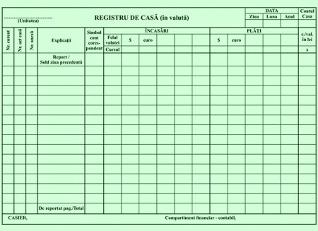 Registru de casa in valuta, autocopiativ, A4, 2 ex.(2 x 50 seturi) [1]