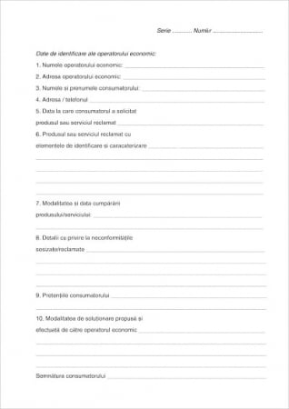 Hartie si articole din hartie - Registru de sesizari si reclamatii A4 , 3 ex.(3 x 50 seturi)