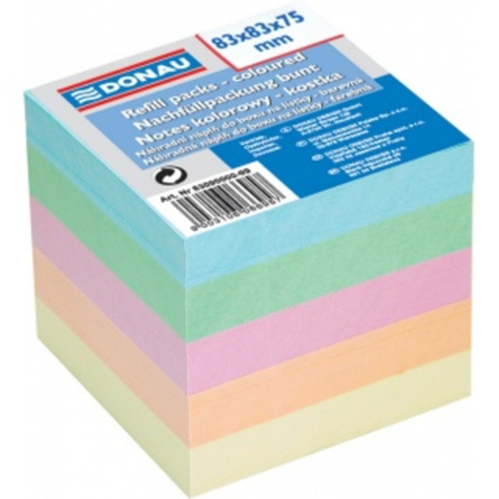 Rezerva cub notes - Rezerva cub hartie 83x83x75mm, DONAU - hartie culori pastel asortate