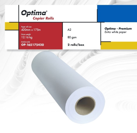 Hartie si articole din hartie - Rola copiator A2, 80gr, 420mm x 175m, 2 role/cutie, Optima Premium